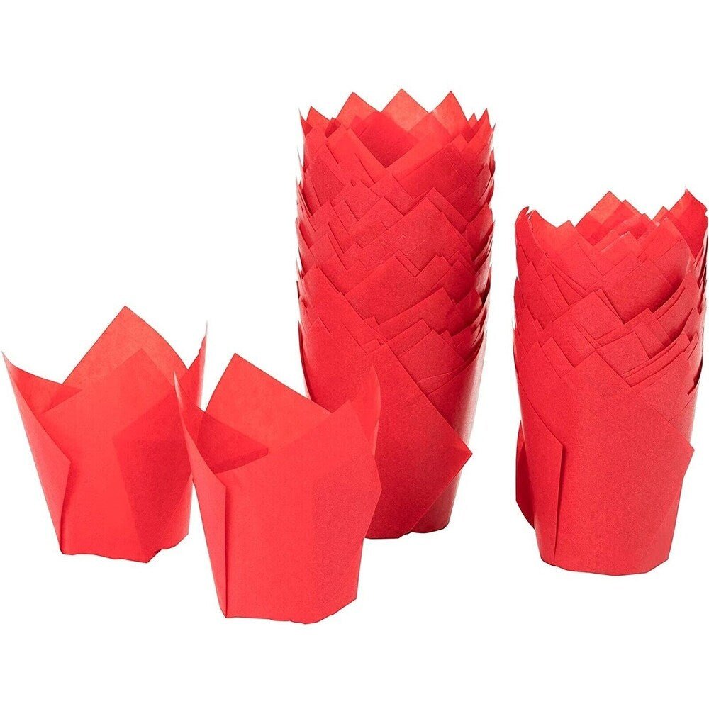 Tulp baking cups - rood (200 st.) - Cupcakedozen.nl