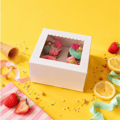 Doos voor 4 cupcakes - luifel (10 st) - Cupcakedozen.nl