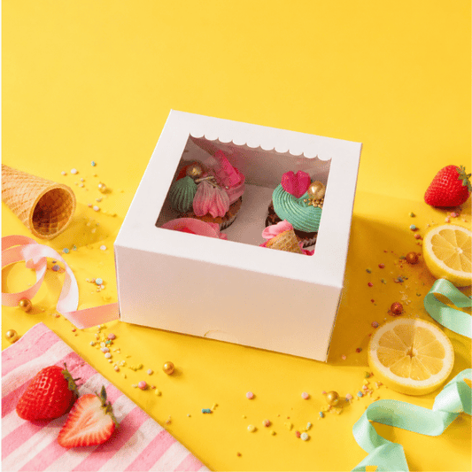 Box für 4 Cupcakes - Schaufenster (10 Stück)