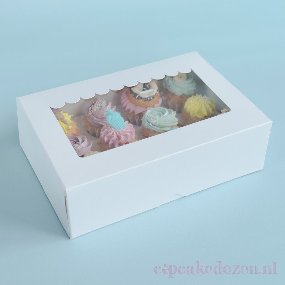 Doos voor 12 minicupcakes - luifel (10 st) - Cupcakedozen.nl