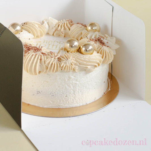 Taartkarton Ø16cm - goud/zwart (100 st) - Cupcakedozen.nl