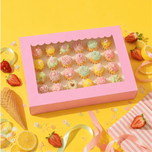 Rosa Box für 24 Mini-cupcakes - Schaufenster (10 Stück)