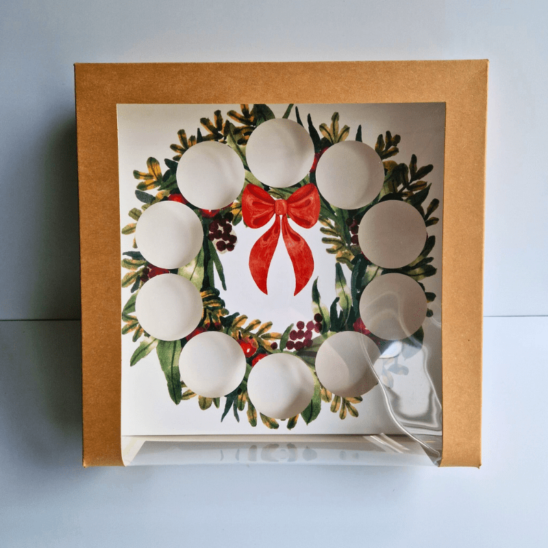 inlegger kerstkrans voor cupcakes doos