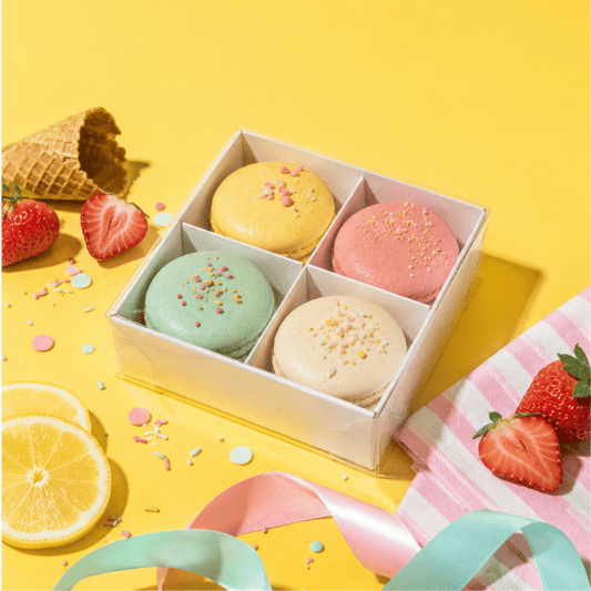 Weiße Schachtel für 4 Macarons (10 Stück)
