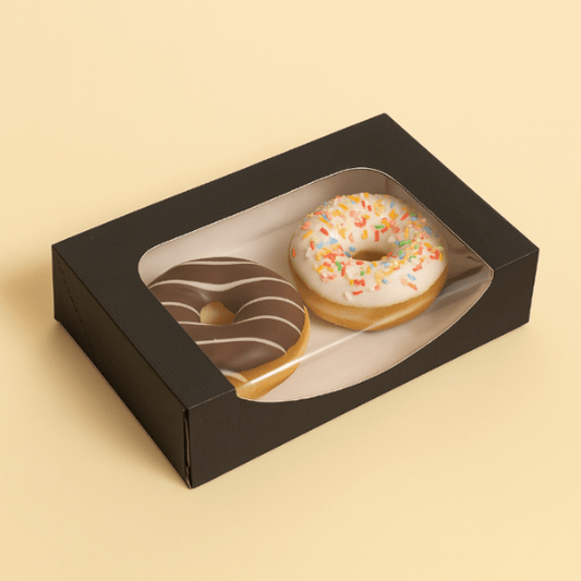 Zwarte doos voor 2 donuts (50 st.) - Cupcakedozen.nl