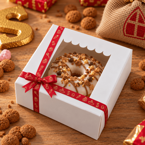Rood Sinterklaaslint met goudkleurige print