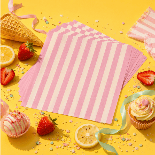 Vetvrij papier - roze strepen (100 st) - Cupcakedozen.nl