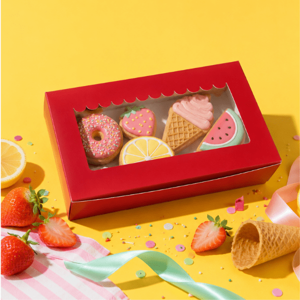 Rode sweet box 23x12,5x5 - luifel - Cupcakedozen.nl