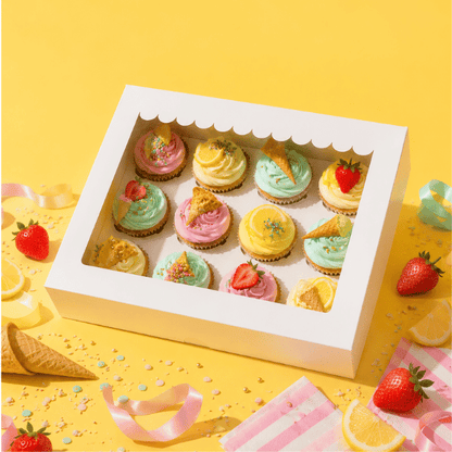 Doos voor 12 cupcakes - luifel (10 st) - Cupcakedozen.nl