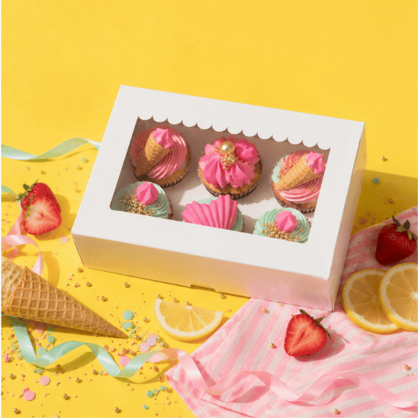 Doos voor 6 cupcakes - luifel (10 st) - Cupcakedozen.nl