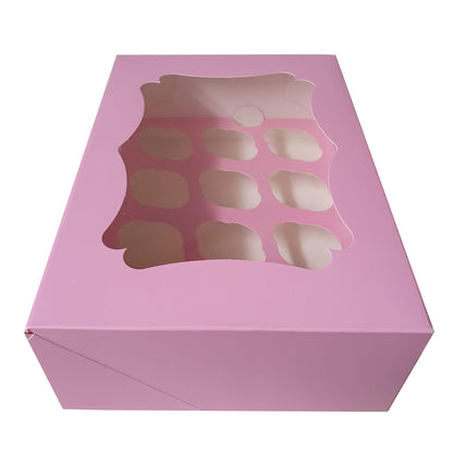 Elegante rosafarbene Schachtel für 12 Mini-Cupcakes (25 St.)