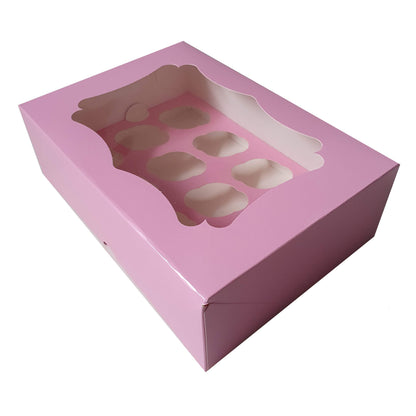 Elegante rosafarbene Schachtel für 12 Mini-Cupcakes (25 St.)