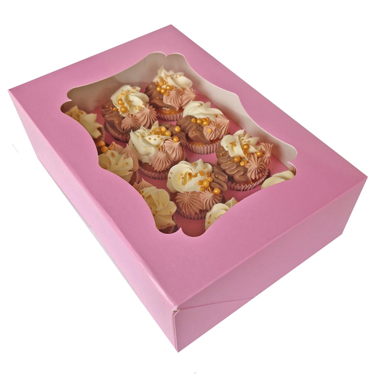 Elegante rosafarbene Schachtel für 12 Mini-Cupcakes (25 St.)