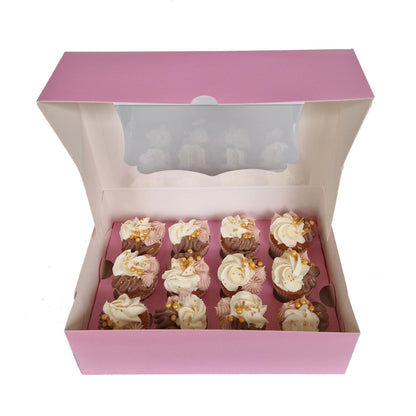 Elegante rosafarbene Schachtel für 12 Mini-Cupcakes (25 St.)