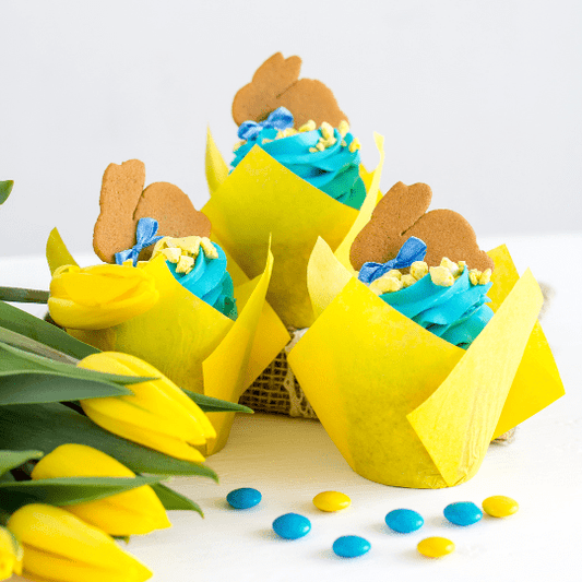Tulp baking cups - geel (200 st.) - Cupcakedozen.nl