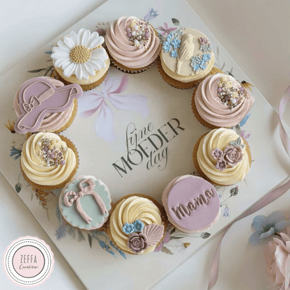 Inlegger cupcakes - Moederdag bloemenkrans (10 st) - Cupcakedozen.nl