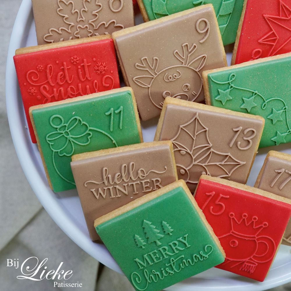 Adventkalender fondantstempelset - Cupcakedozen.nl