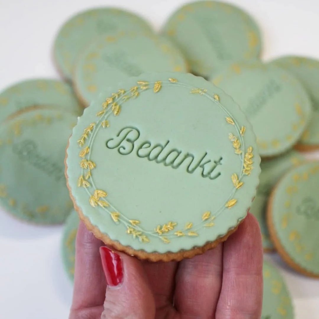 Koekstempel - Bedankt (sierlijk) - Cupcakedozen.nl