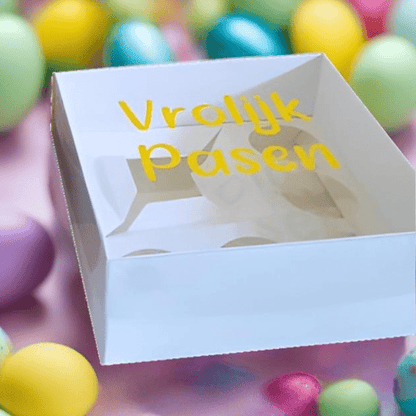 Sweetbox sticker - Vrolijk Pasen - Cupcakedozen.nl
