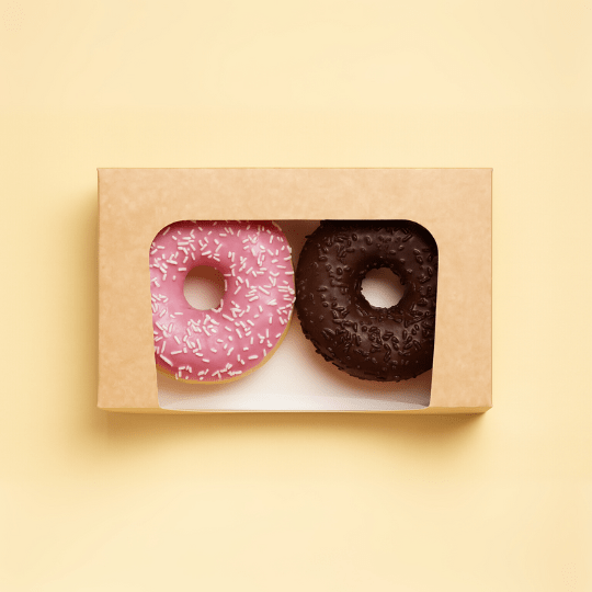 Biologisch kraft doosje voor 2 donuts of brownies (400 st.) - Cupcakedozen.nl