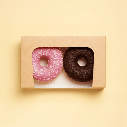 Biologisch kraft doosje voor 2 donuts of brownies (400 st.) - Cupcakedozen.nl