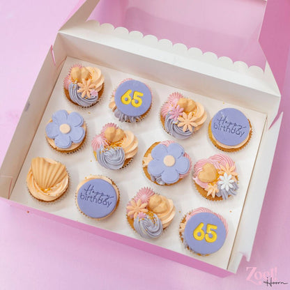 Roze doos voor 12 cupcakes - luifel (10 st) - Cupcakedozen.nl