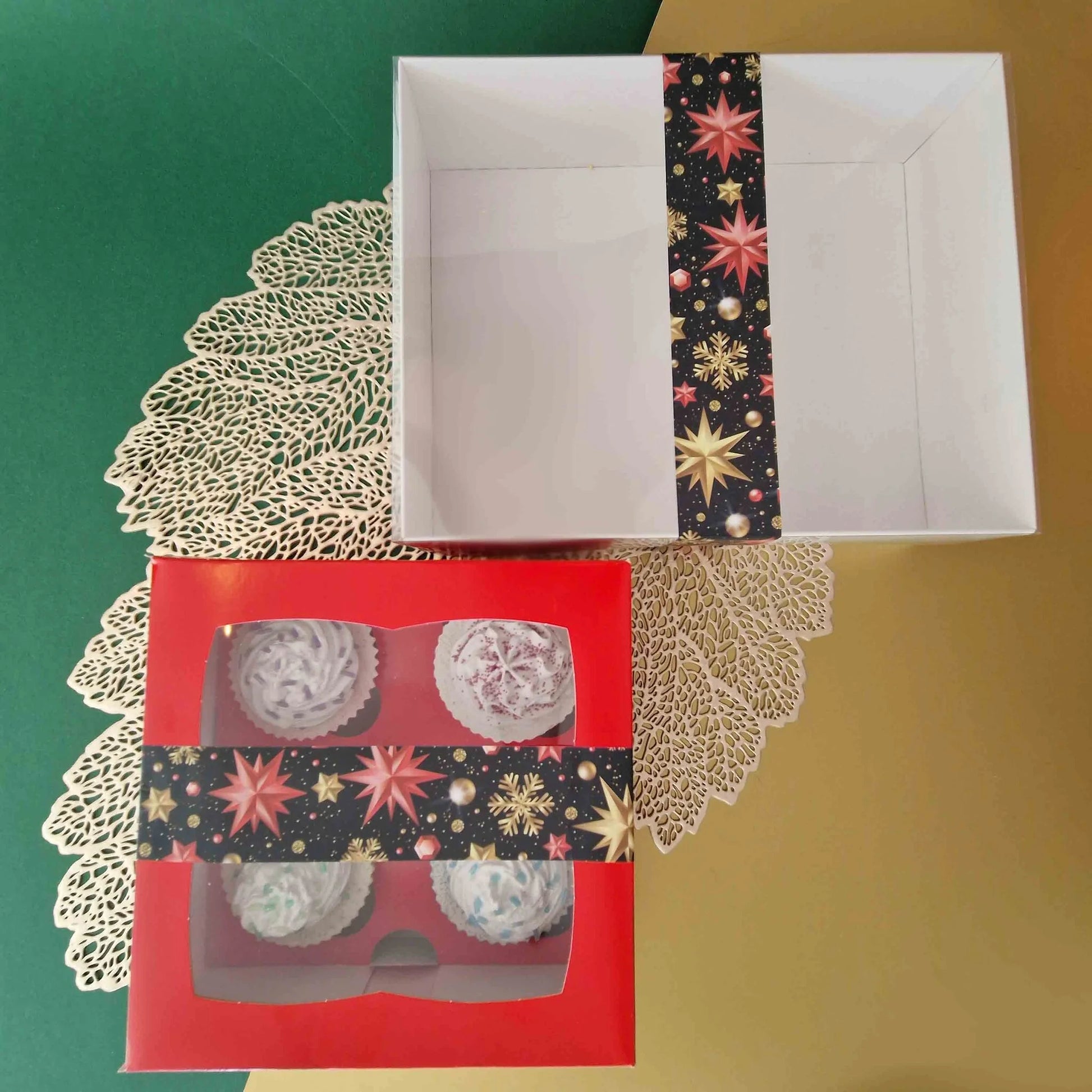 Wikkel sticker - Kerst sterren (25 st) - Cupcakedozen.nl