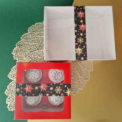 Wikkel sticker - Kerst sterren (25 st) - Cupcakedozen.nl