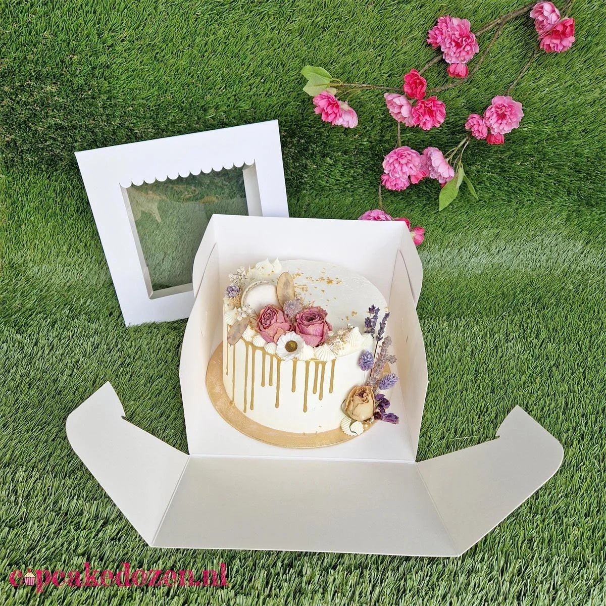 Taartdoos 23x23x15 - luifel - Cupcakedozen.nl
