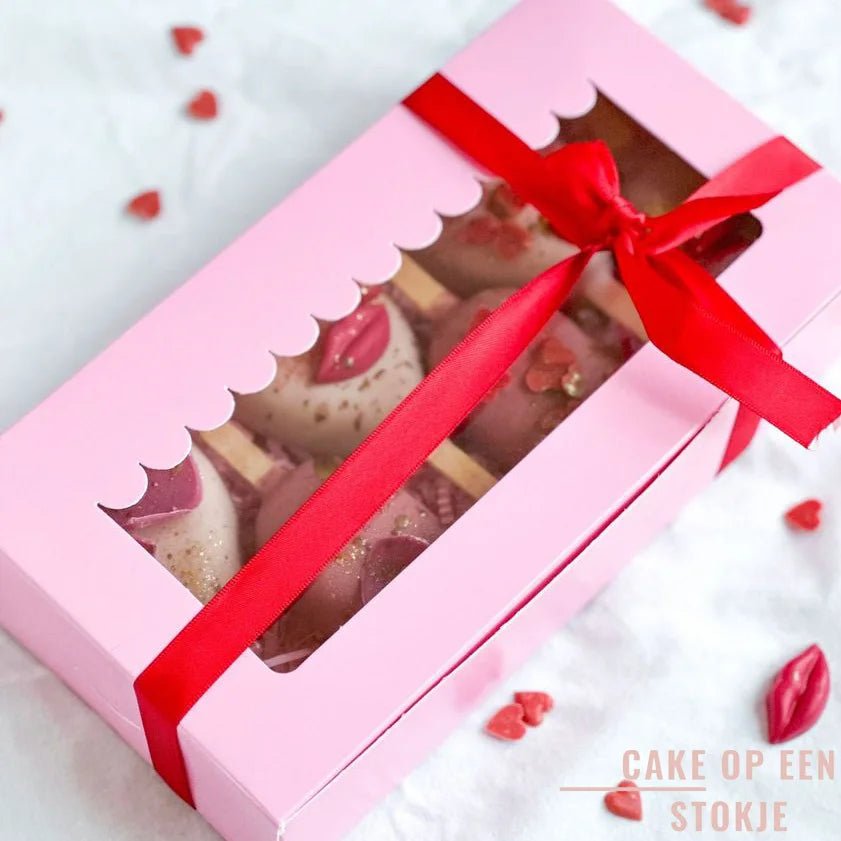 Roze sweet box 23x12,5x5 - luifel (10 st) - Cupcakedozen.nl