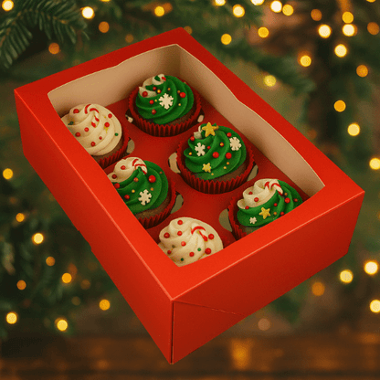 Rode doos voor 6 cupcakes (25 st.) - Cupcakedozen.nl