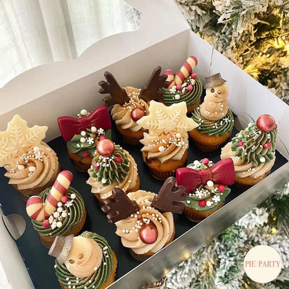 Sierlijke zwarte doos voor 12 minicupcakes (25 st.) - Cupcakedozen.nl