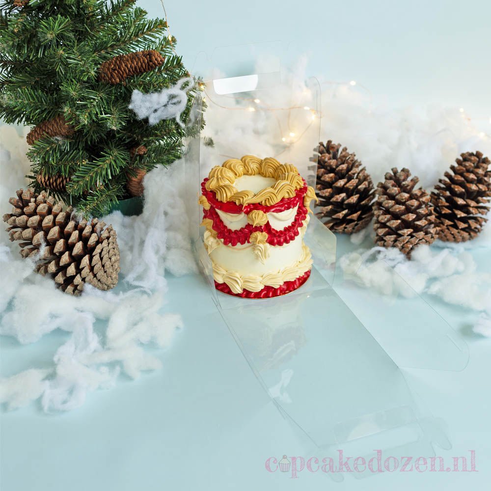Transparante taartdoos met handvat (10 st) - Cupcakedozen.nl