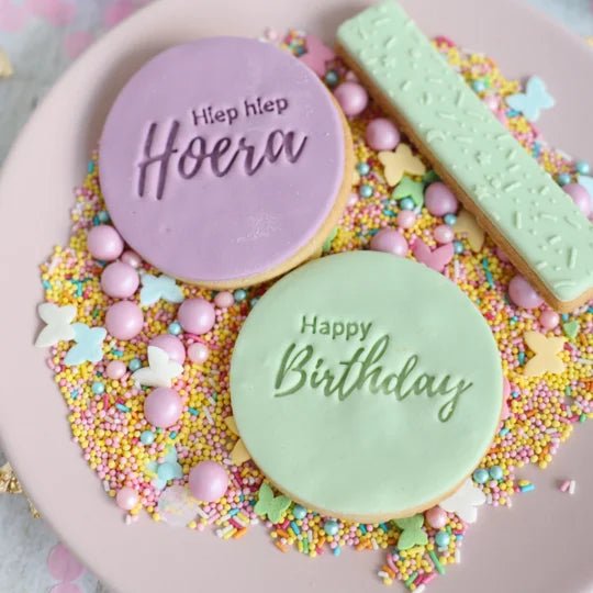 Koekstempel - Hiep Hiep Hoera - Cupcakedozen.nl