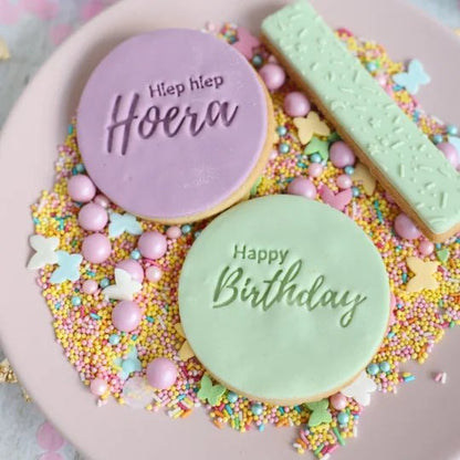 Koekstempel - Happy Birthday - Cupcakedozen.nl