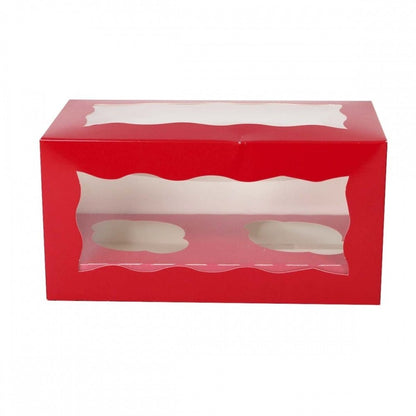 Rode doos voor 2 cupcakes (25 st.) - Cupcakedozen.nl