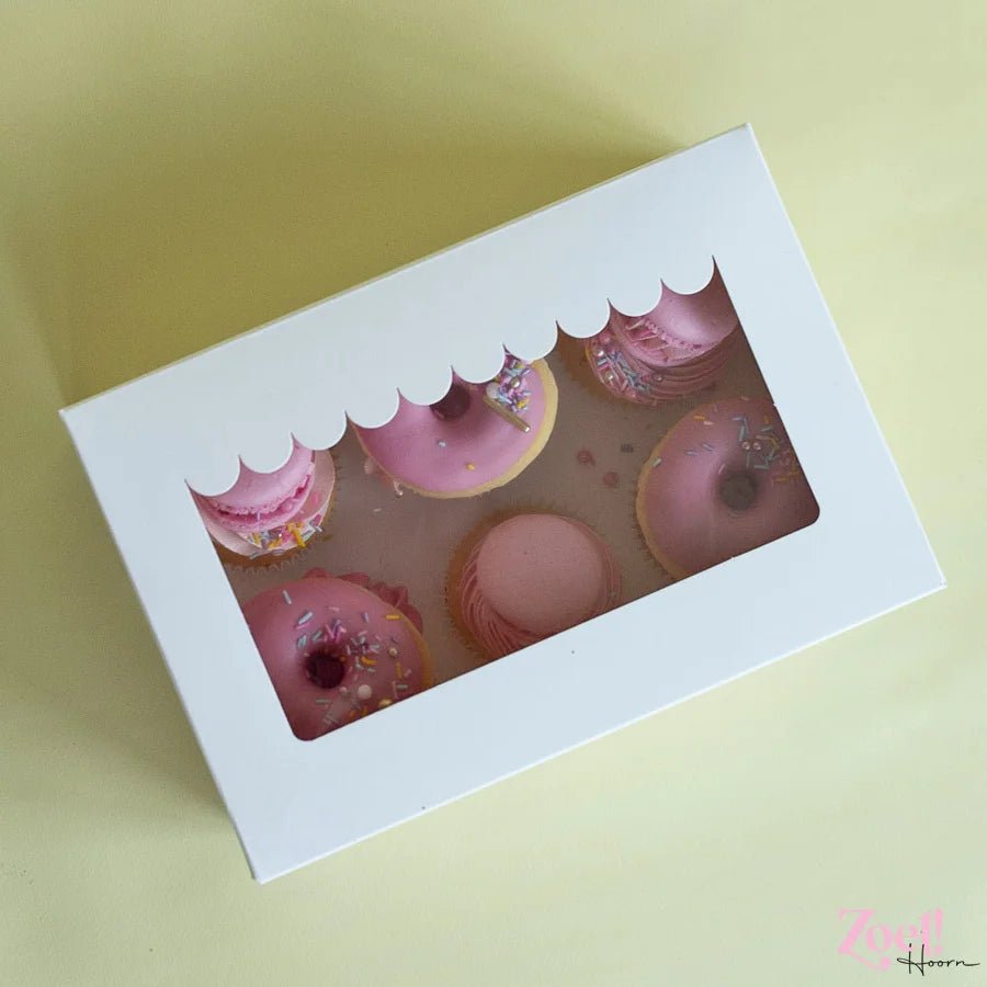 Doos voor 6 cupcakes - luifel (10 st) - Cupcakedozen.nl