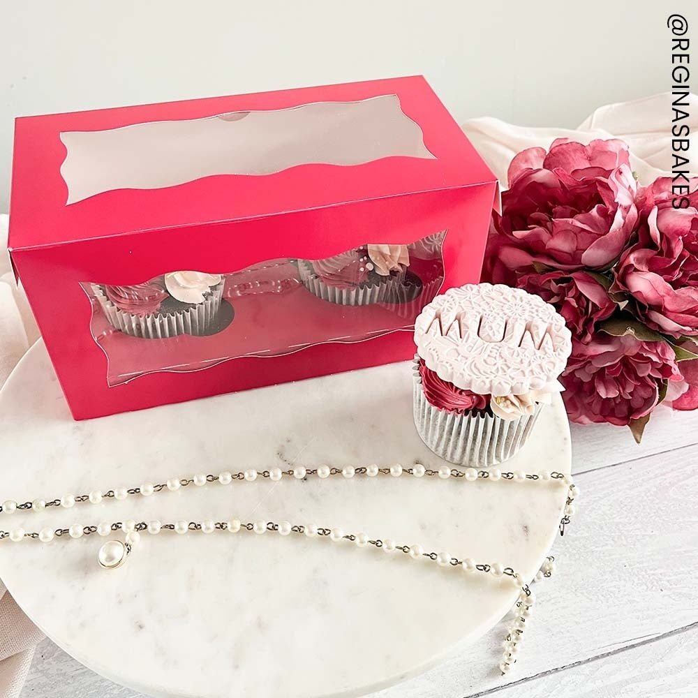 Rode doos voor 2 cupcakes (25 st.) - Cupcakedozen.nl