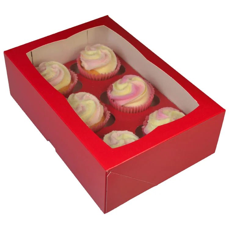 Rode doos voor 6 cupcakes (25 st.) - Cupcakedozen.nl