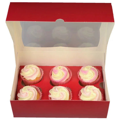Rode doos voor 6 cupcakes (25 st.) - Cupcakedozen.nl