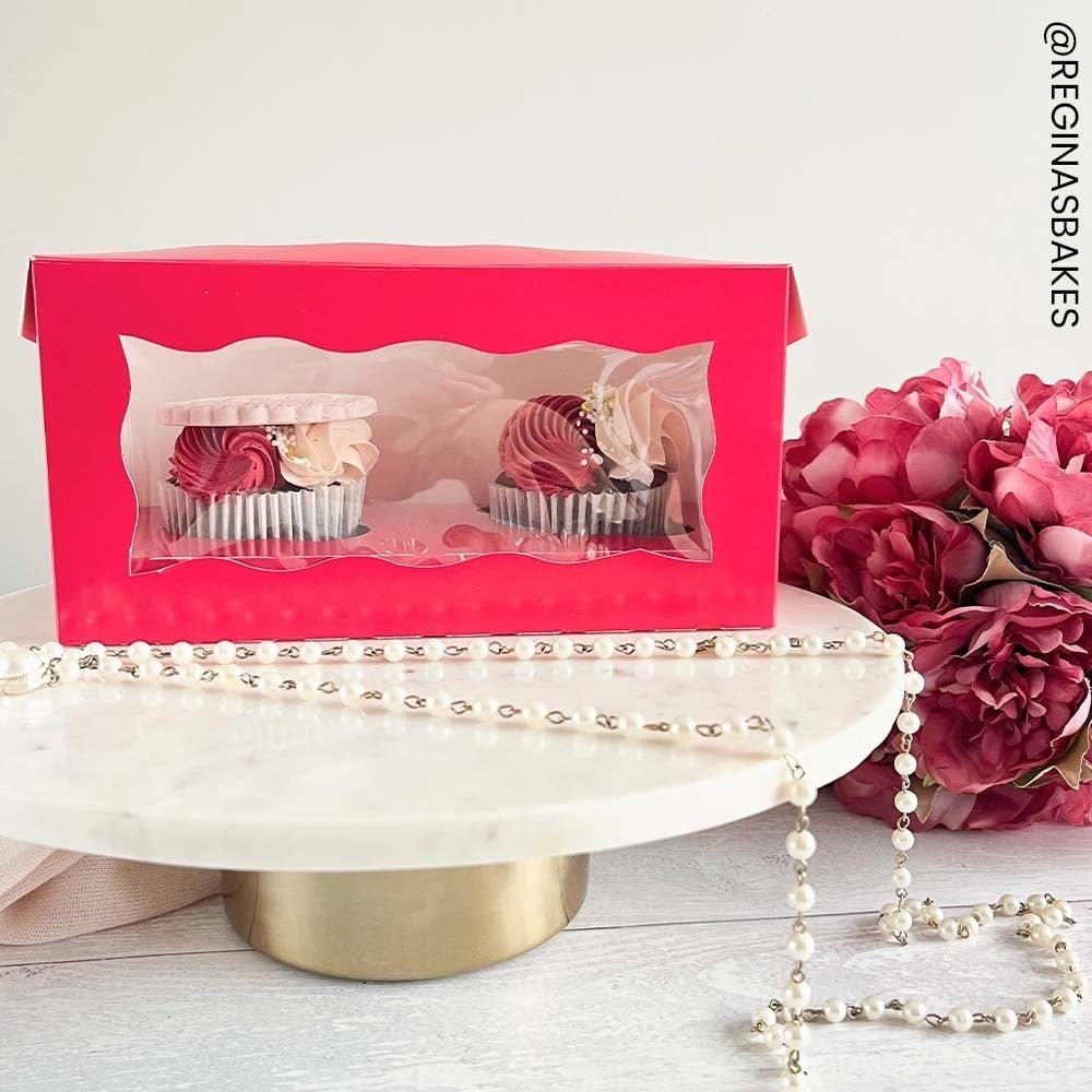 Rode doos voor 2 cupcakes (25 st.) - Cupcakedozen.nl