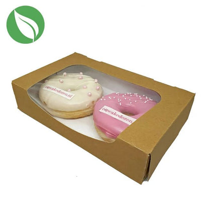 Biologisch kraft doosje voor 2 donuts of brownies (400 st.) - Cupcakedozen.nl