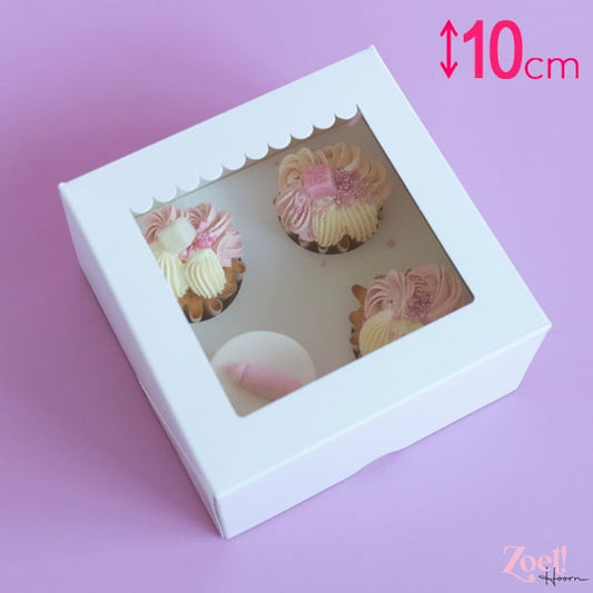 Doos voor 4 cupcakes - luifel (10 st) - Cupcakedozen.nl