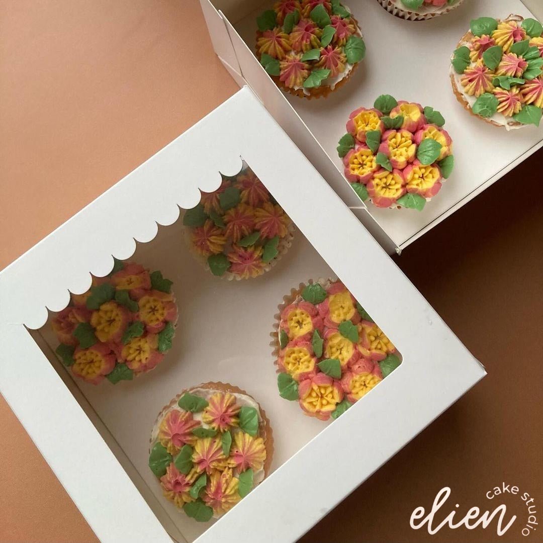 Doos voor 4 cupcakes - luifel (10 st) - Cupcakedozen.nl