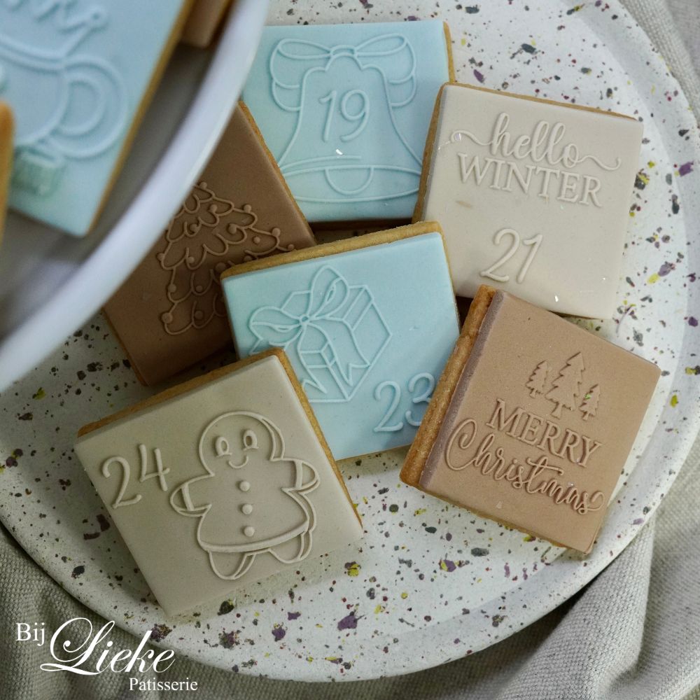 Adventkalender fondantstempelset - Cupcakedozen.nl