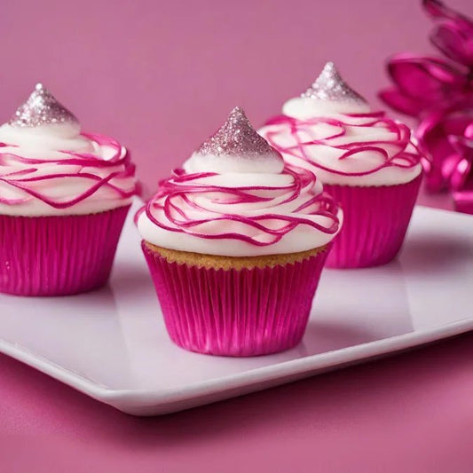 Metallic baking cups - fuchsia (500 stuks) - Cupcakedozen.nl