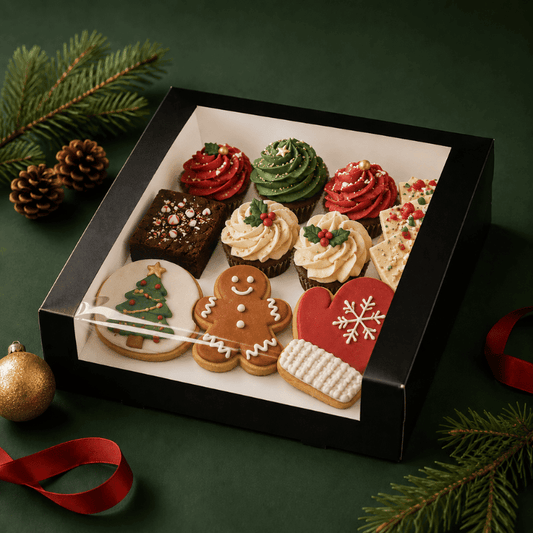 Zwarte gebaksdoos - 30x30x9 (10 st) - Cupcakedozen.nl