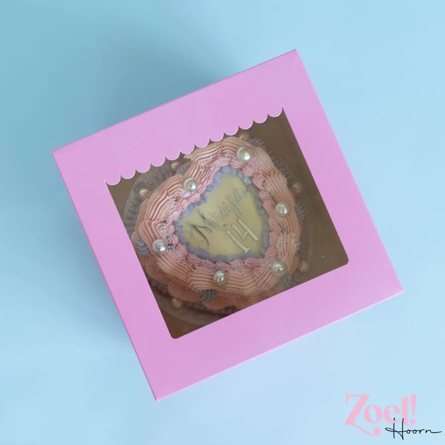 Roze hoge taartdoos 25x25x25 - luifel (10 st) - Cupcakedozen.nl
