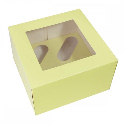 Gele doos voor 4 cupcakes (25 st.) - Cupcakedozen.nl