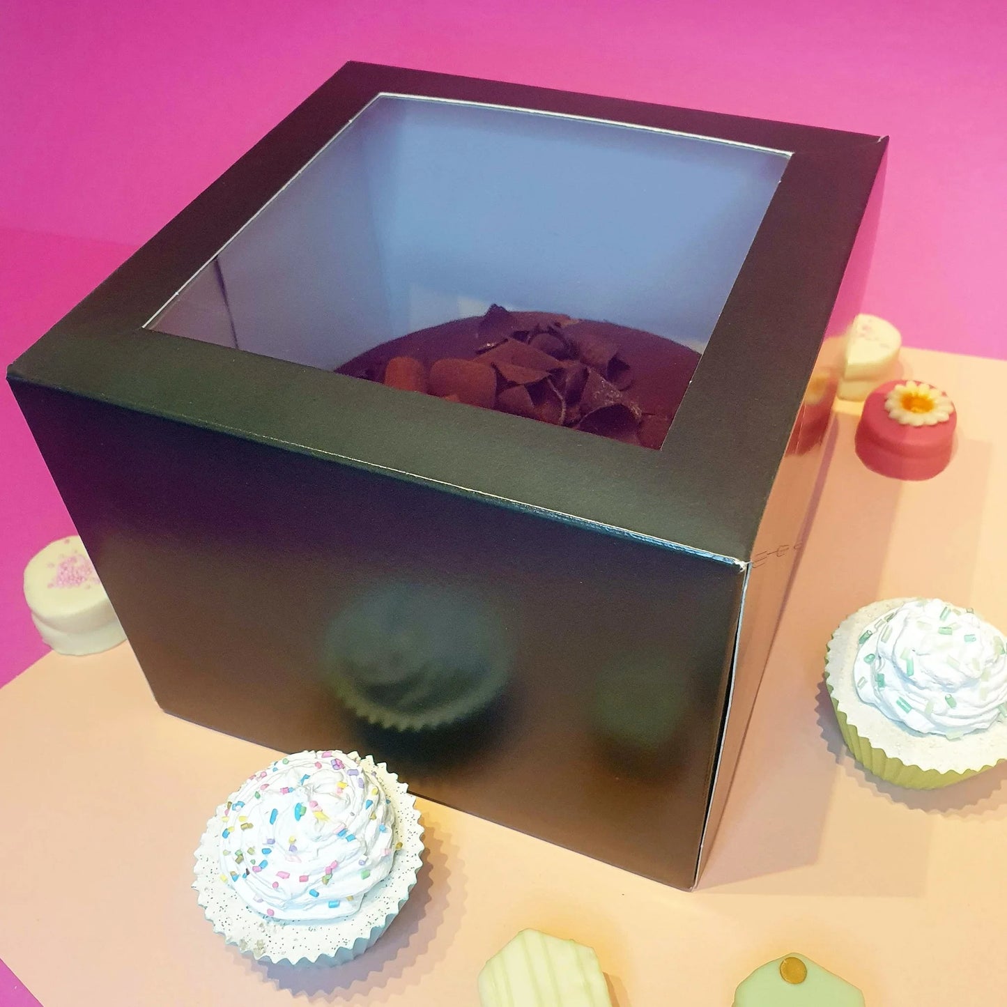 Zwarte taartdoos - 19x19x15 (25 st) - Cupcakedozen.nl